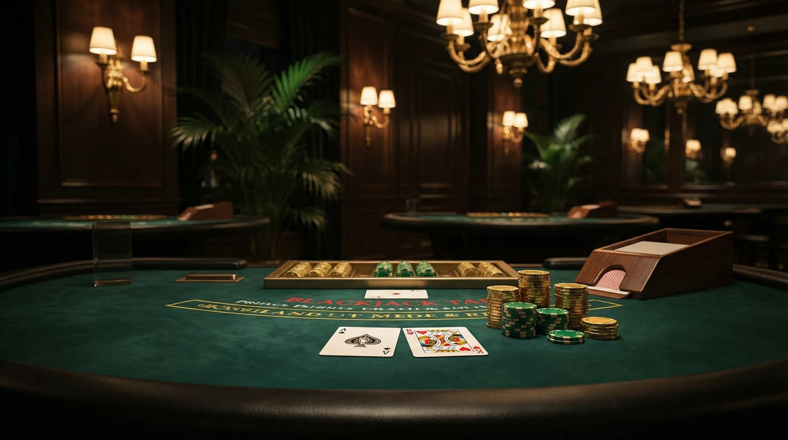 Mesa de blackjack elegante no cassino vaidebet